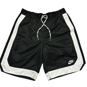 Vintage Nike Men’s XL Swim Trunks Black White Y2K Swoosh Logo